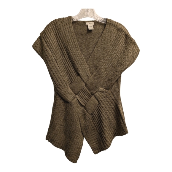 Escio Anthropologie v neck sweater sleeveless brown bohemian chunky weave - Picture 1 of 4